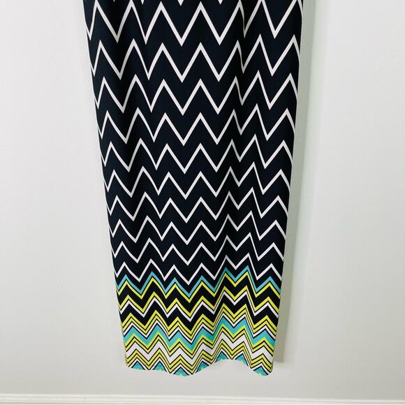 Emma & Michele black white chevron stretchy maxi dress large - Picture 4 of 8